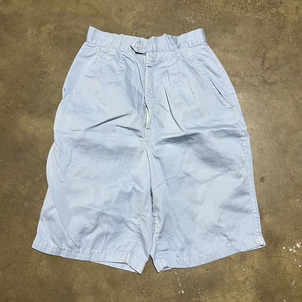 Vintage 50s Blue Cotton Buckleback High Rise Shorts 23x8